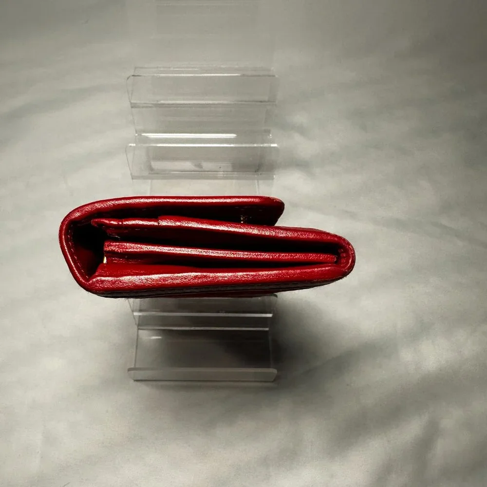 Prada Red Quilted Nylon Flap Wallet Gold Logo - Picture 8 of 8